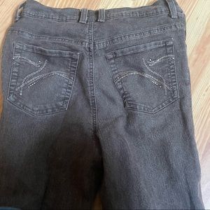 brown vintage 1980's Gloria Vanderbilt pants with sequins designs on pockets
